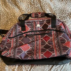 Roxy Red and Black Patterned Duffel Bag